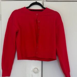 Red Button-Up Women's Sweater